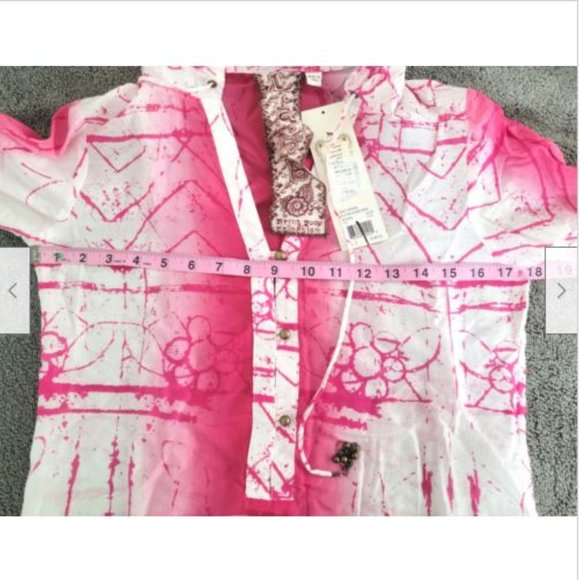 NWT L.A.M.B. Gwen Stefani Pink Splatter Hoodie Tunic 0 - Picture 7 of 9